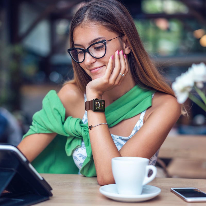 INI Compatible with Apple Watch Band 49mm 46mm 45mm 44mm 42mm 41mm 40mm 38mm - Adjustable Leather Strap with Magnetic Closure System for iWatch Series 10 Ultra 2 Ultra/9/8/7/SE/6/5/4/3/2/1 - Bronze - Image 4